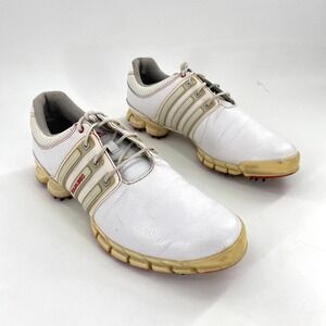 Adidas Tour 360 Golf Shoes Mens 11 US White Leather Spiked Cleats Athletic Sport
